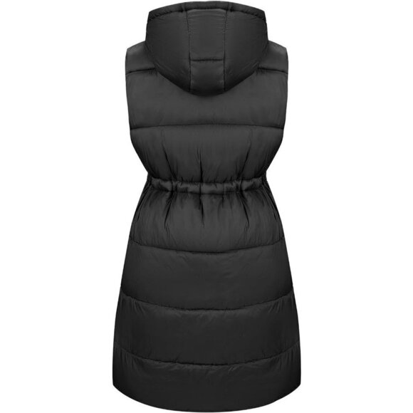 Women Long Loose Puffer Vest  Quilted Hooded Spring Fall Oversized Thermal Gilet - Picture 3 of 6